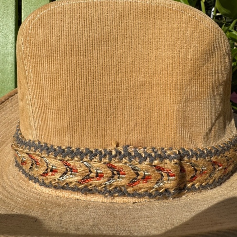 Vintage 70’s Longhorn light brown corduroy banded cowboy hat NWOT size M 7-71/8 - Picture 4 of 9